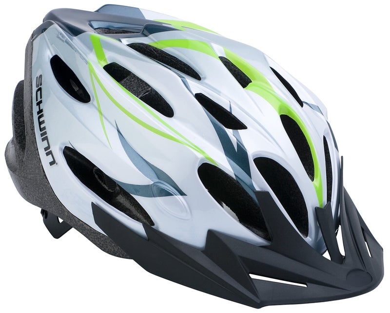 Schwinn Traveler Bike Helmet for Adult Men and Women, Ages 14 and Up with Suggested Fit 52-58 cm, Dial Fit Adjustment, Detachable Visor, Bike and Cycling Accessories, White/Green - Image 1